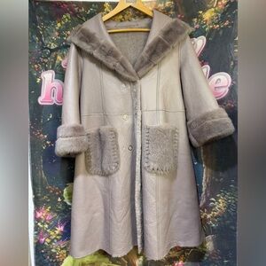 Leather Mink Fur Wool Reversible Jacket